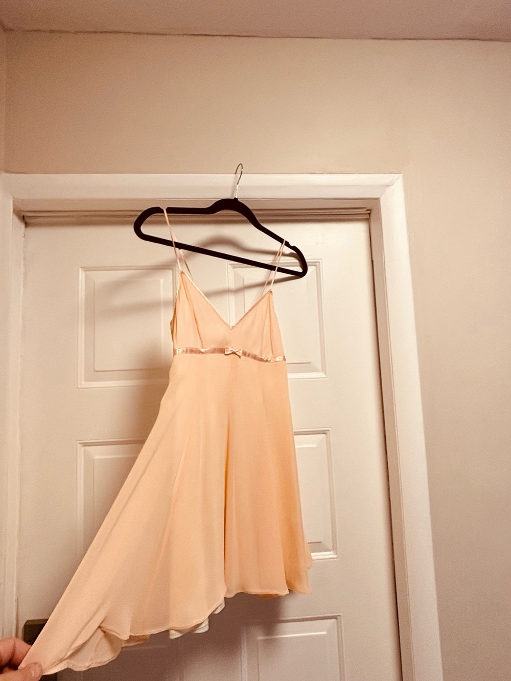 Delicate Peach Satin Summer Dress